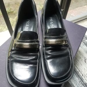 Black Prada leather loafers